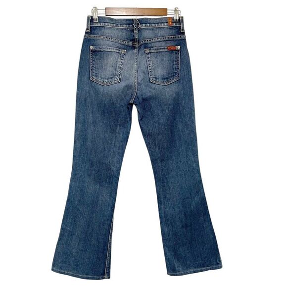 7 For All Mankind Blue Flare Mid Rise Jeans with Distressed Details 25 - Picture 3 of 9